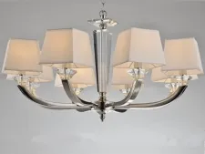 NEWPORT 11400 11408/C , Люстра, Nickel Clear crystal Shade white D82*H43/145 cm E14 8*40W